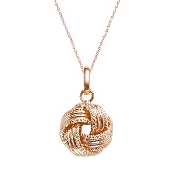 Jordan Blue 14k Rose Gold Textured Love Knot Pendant