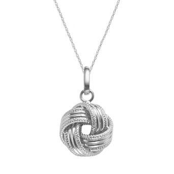 Jordan Blue 14k White Gold Textured Love Knot Pendant