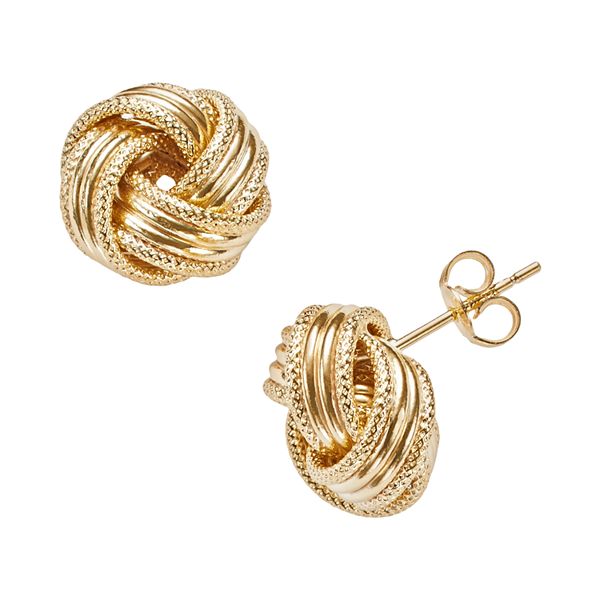 Jordan Blue 14k Gold Textured Love Knot Stud Earrings