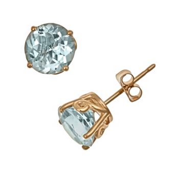 Celebration Gems 14k Gold Aquamarine Stud Earrings