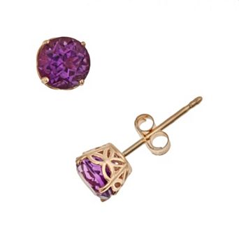 Celebration Gems 14k Gold African Amethyst Stud Earrings