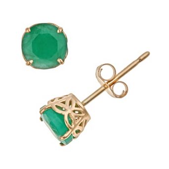 Celebration Gems 14k Gold Emerald Stud Earrings
