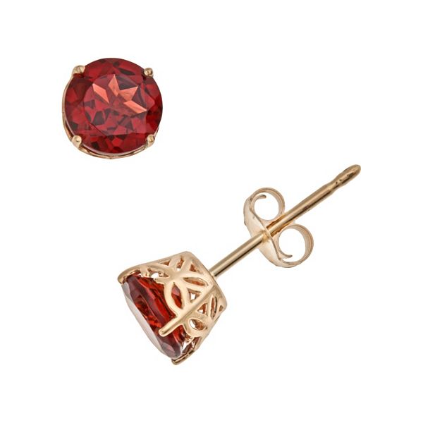 Belk & Co 14K Yellow Gold 5mm Round Garnet Stud Earrings