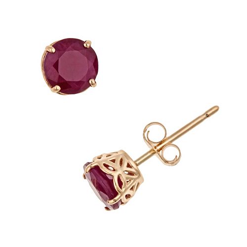14k Gold Ruby Stud Earrings