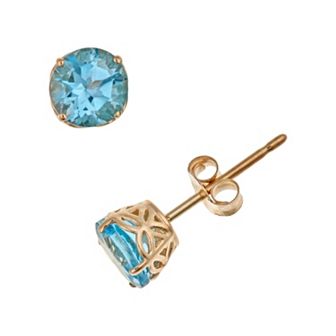 Celebration Gems 14k Gold Swiss Blue Topaz Stud Earrings