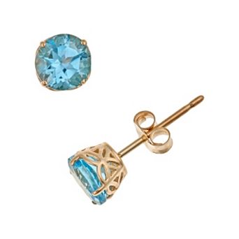 Celebration Gems 14k Gold Swiss Blue Topaz Stud Earrings