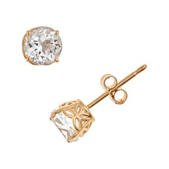 Celebration Gems 14k Gold White Topaz Stud Earrings