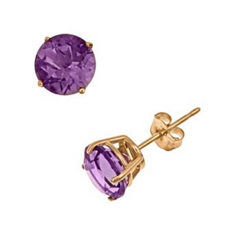 Celebration Gems 14k Gold African Amethyst Stud Earrings