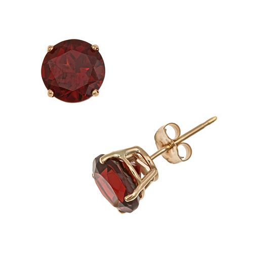 •COMET• garnet + gold stud earrings