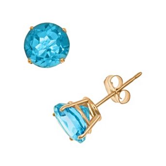 Celebration Gems 14k Gold Swiss Blue Topaz Stud Earrings