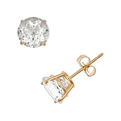 14k Gold White Topaz Stud Earrings