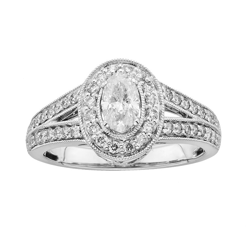 The Regal Collection 14k White Gold 1-ct. T.W. Oval-Cut IGL Certified Diamo