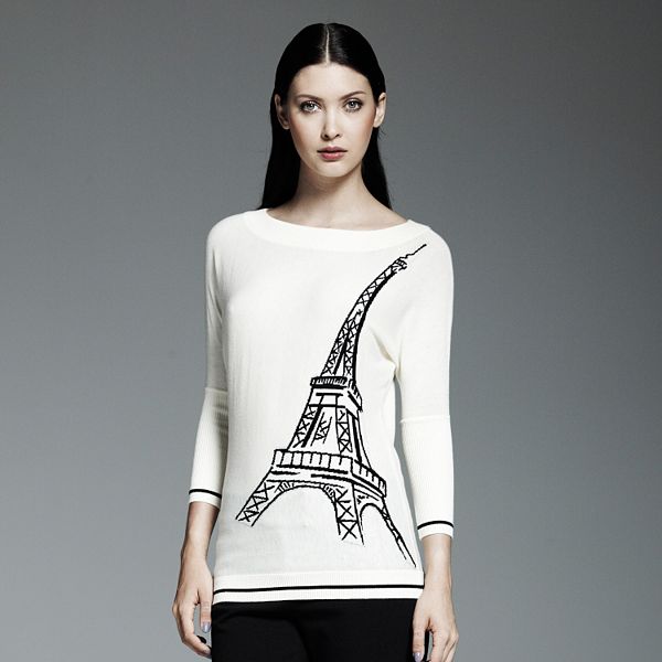 Vintage Catherine Malandrino Paris Eiffel Tower Sweater Women's Size Large