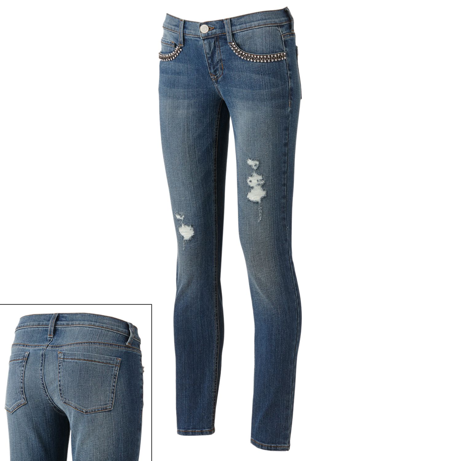 rhinestone distressed jeans