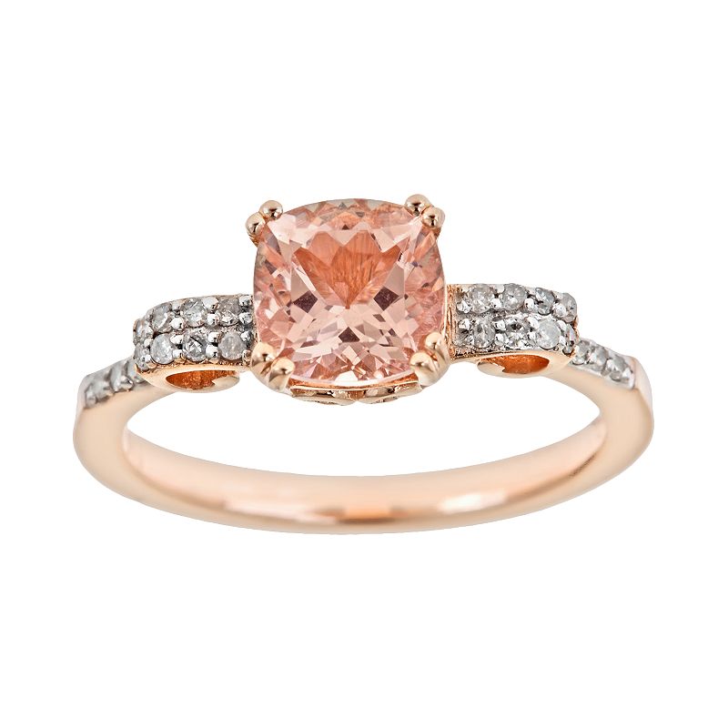 14k Rose Gold Over Sterling Silver .11-ct. T.W. Diamond and Morganite Ring,