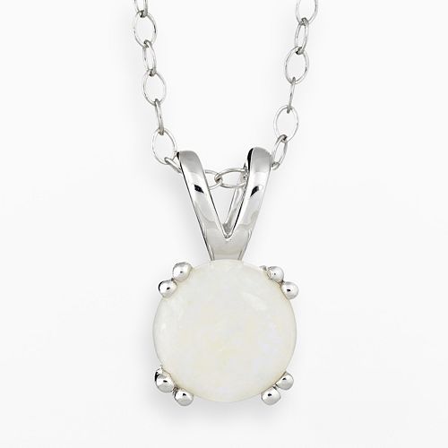 Sterling Silver Opal Pendant Necklace