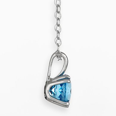 Celebration Gems Sterling Silver Swiss Blue Topaz Pendant
