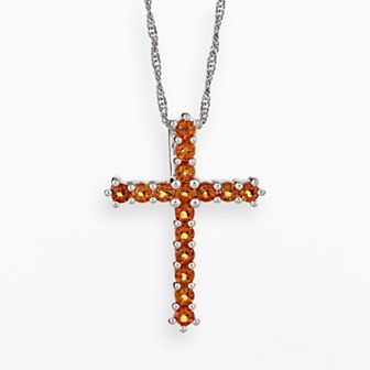 Celebration Gems Sterling Silver Citrine Cross Pendant