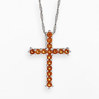 Celebration Gems Sterling Silver Citrine Cross Pendant