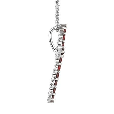 Celebration Gems Sterling Silver Garnet Cross Pendant