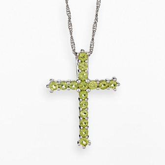 Celebration Gems Sterling Silver Peridot Cross Pendant