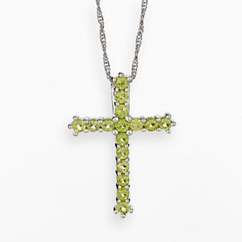 Celebration Gems Sterling Silver Peridot Cross Pendant
