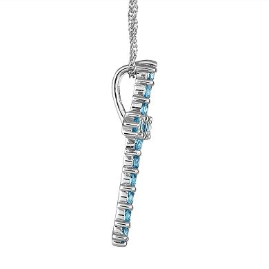 Celebration Gems Sterling Silver Swiss Blue Topaz Cross Pendant
