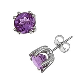 Celebration Gems Sterling Silver African Amethyst Stud Earrings