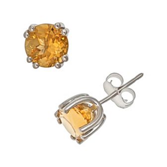 Celebration Gems Sterling Silver Citrine Stud Earrings
