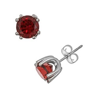 Celebration Gems Sterling Silver Garnet Stud Earrings