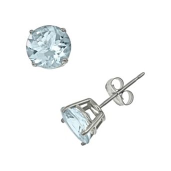 Celebration Gems Sterling Silver Aquamarine Stud Earrings