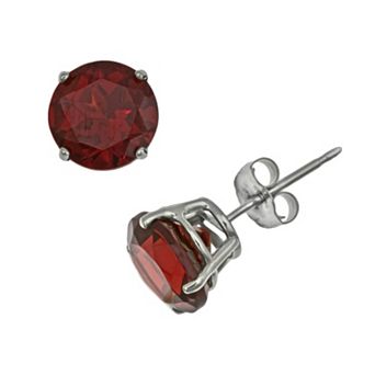 Celebration Gems Sterling Silver Garnet Stud Earrings