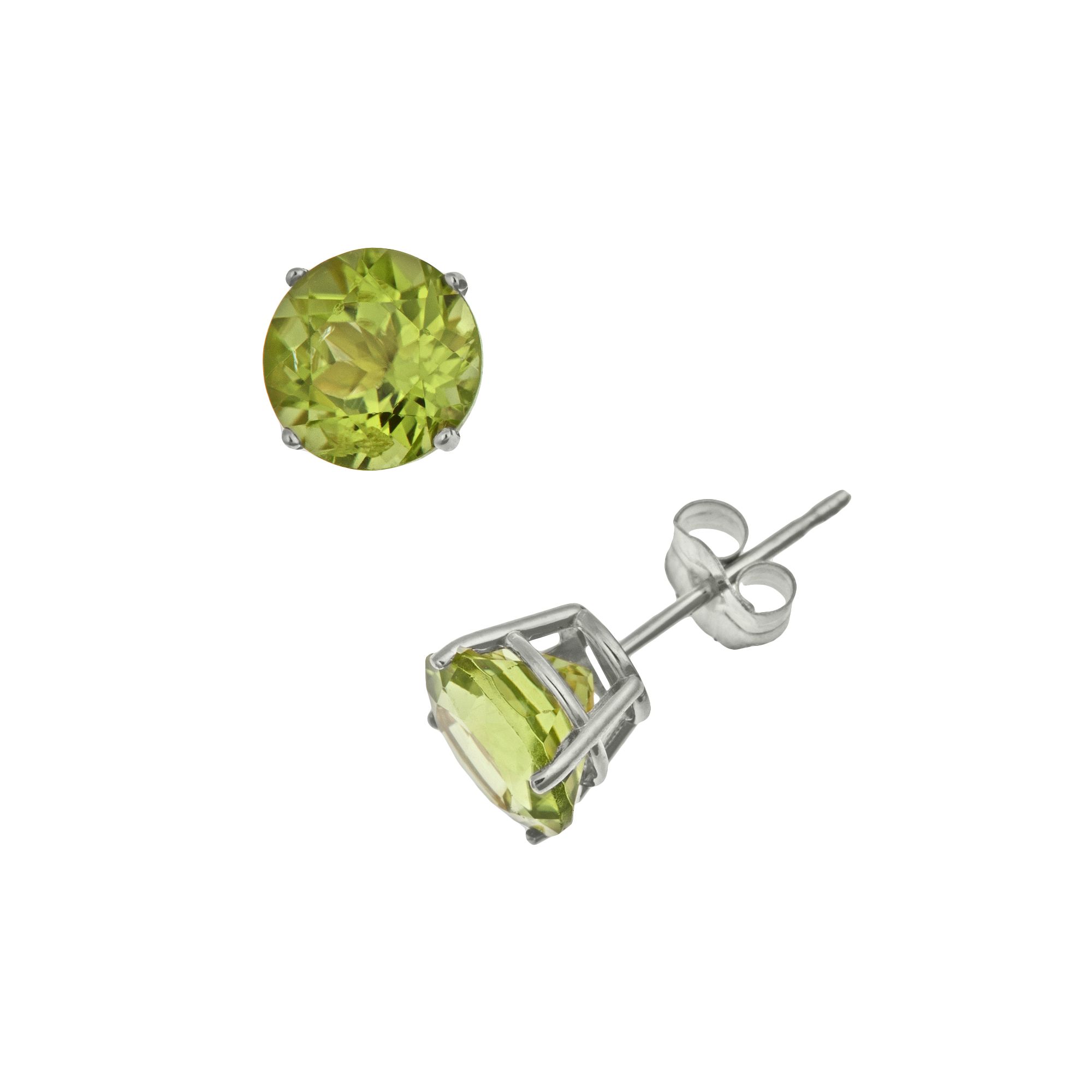 Sterling Silver Peridot Stud Earrings, Womens, Green