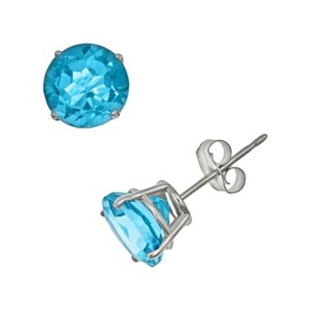 Celebration Gems Sterling Silver Swiss Blue Topaz Stud Earrings
