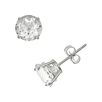 Celebration Gems Sterling Silver White Topaz Stud Earrings
