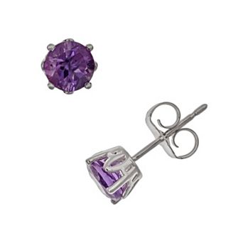 Celebration Gems Sterling Silver African Amethyst Stud Earrings