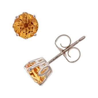 Celebration Gems Sterling Silver Citrine Stud Earrings