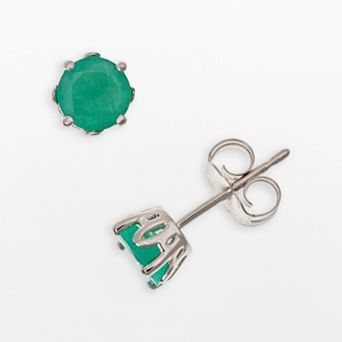 Celebration Gems Sterling Silver Emerald Stud Earrings