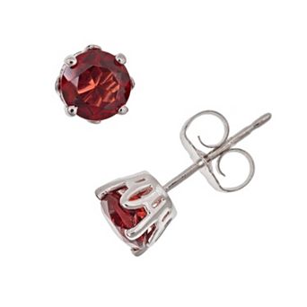 Celebration Gems Sterling Silver Garnet Stud Earrings