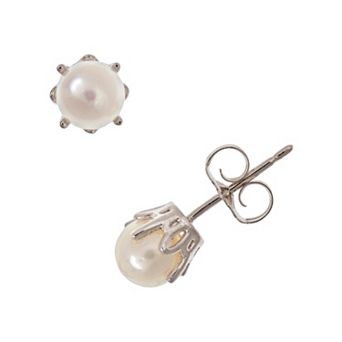Celebration Gems Sterling Silver Freshwater Cultured Pearl Stud Earrings