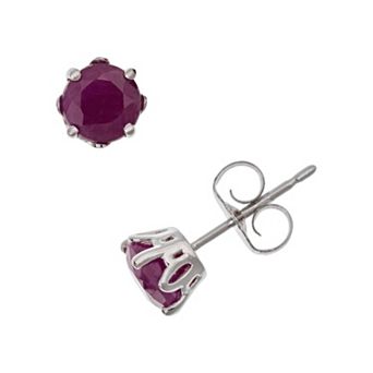 Celebration Gems Sterling Silver Ruby Stud Earrings