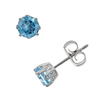 Celebration Gems Sterling Silver Swiss Blue Topaz Stud Earrings