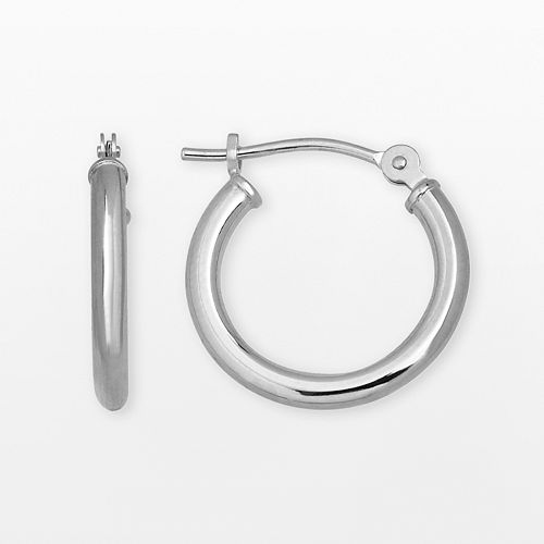 Everlasting Gold 14k White Gold Hoop Earrings