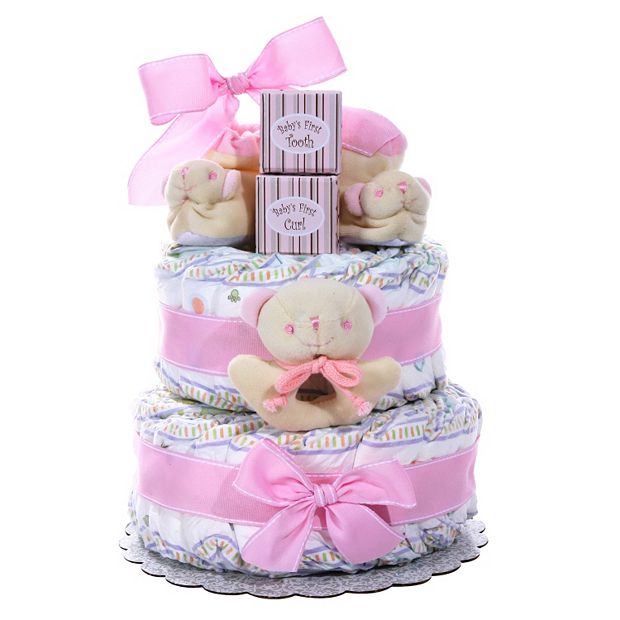 Baby Cakes 2 Tier Diaper Cake Gift Basket - Girl