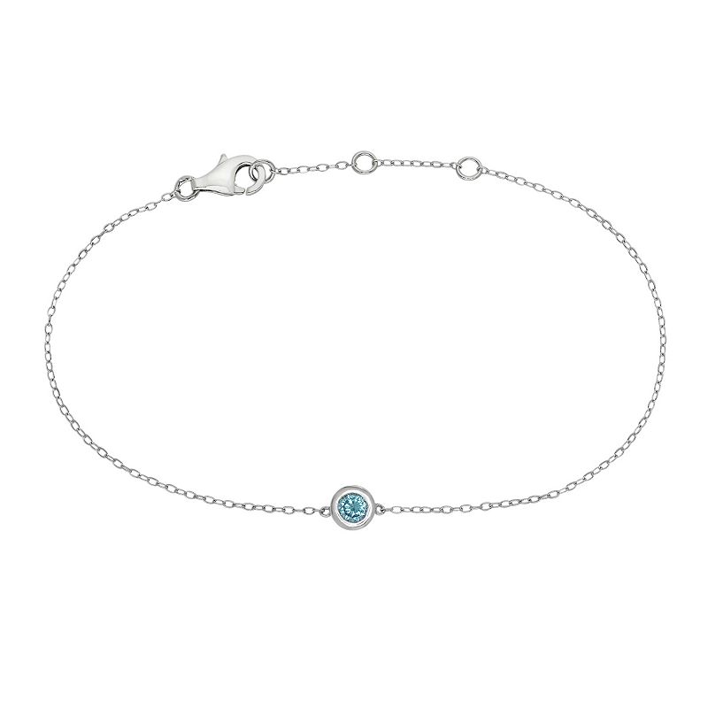 Sterling Silver 1/10-ct. T.W. Blue Diamond Bracelet, Womens, Size: 7