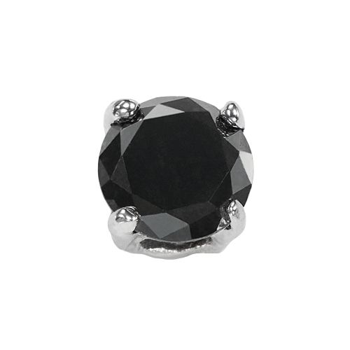 Stainless Steel 1/4 Carat T.W. Black Diamond Stud Single Earring