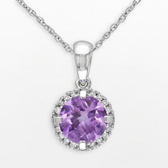Stella Grace 10k White Gold Amethyst and Diamond Accent Frame Pendant