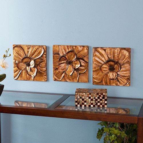 3-pc. Magnolia Metal Wall Decor Panel Set