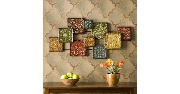 Floral Square Metal Wall Decor