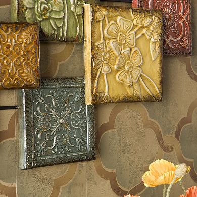 Floral Square Metal Wall Decor